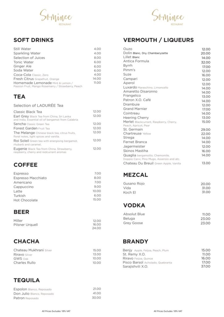 Sominee menu, page 6 of 6