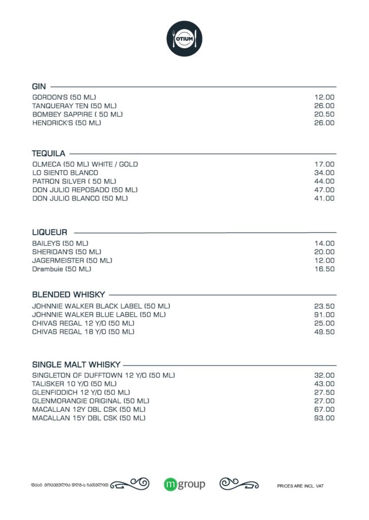 Otium menu, page 8 of 14