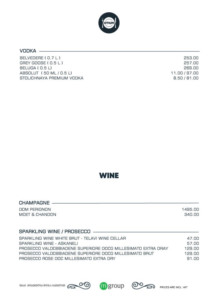 Otium menu, page 6 of 14